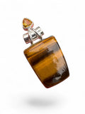 Tiger Eye & Citrine Solid 925 Sterling Silver Pendant