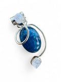 Blue Apatite & Rough Moonstone Solid 925 Sterling Silver Pendant
