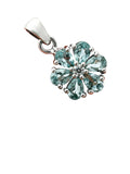 Blue Topaz Solid 925 Sterling Silver Pendant & Earrings Set