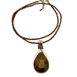 Unakite Solid 925 Sterling Silver Pendant Necklace