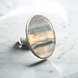 Fluorite Solid 925 Sterling Silver Ring 6.5