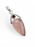 Rose Quartz & Garnet Solid 925 Sterling Silver Pendant