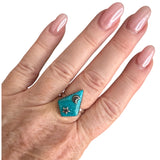 Mojave Turquoise Moon & Star Solid 925 Sterling Silver Ring 9