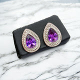 Amethyst Solid 925 Sterling Silver stud Earrings