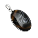 Banded Agate Solid 925 Sterling Silver Pendant