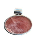 Rhodochrosite & Garnet Solid 925 Sterling Silver Pendant