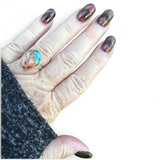 Kingman Turquoise & Spiny Oyster Solid 925 Sterling Silver Ring 6.5