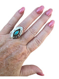 Kingman Turquoise Shadow Box Solid 925 Sterling Silver Ring 6