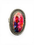 Kingman Pink Dahlia Turquoise Solid 925 Sterling Silver Ring 7
