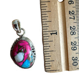 Kingman Cotton Candy Turquoise Solid 925 Sterling Silver Pendant