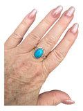 Kingman Turquoise Solid 925 Sterling Silver Ring 10
