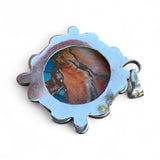 Kingman Turquoise & Spiny Oyster Solid 925 Sterling Silver Pendant