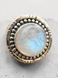 Rainbow Moonstone Solid 925 Sterling Silver Ring 6