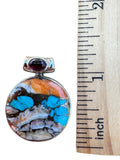 Kingman Turquoise & Spiny Oyster Solid 925 Sterling Silver pendant