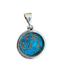 Kingman Copper Turquoise Solid 925 Sterling Silver Pendant