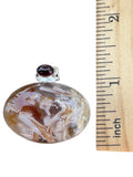 Stick Agate & Garnet Solid 925 Sterling Silver Pendant