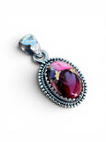 Kingman Red Rose Dahlia Solid 925 Sterling Silver Pendant