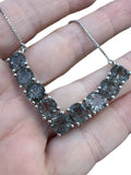 Black Rutilated Quartz V Solid 925 Sterling Silver Necklace