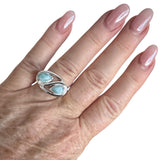 Caribbean Larimar Solid 925 Sterling Silver Ring 8