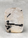 Rough Tourmaline in Quartz Solid 925 Sterling Silver Ring 7