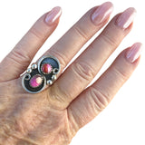 Kingman Pink Dahlia Turquoise Solid 925 Sterling Silver Ring 8