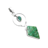 Larsonite & Aqua Apatite Solid 925 Sterling Silver Pendant