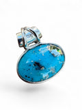 Kingman Turquoise with Pyrite Solid 925 Sterling Silver Pendant