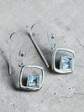 Blue Topaz Solid 925 Sterling Silver Earrings