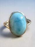 Caribbean Larimar Solid 925 Sterling Silver Ring 9.5