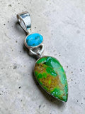 Kingman Blue & Green Mojave Turquoise Solid 925 Sterling Silver Pendant