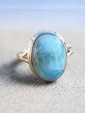 Caribbean Larimar Solid 925 Sterling Silver Ring 9
