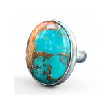 Kingman Turquoise & Spiny Oyster Solid 925 Sterling Silver Ring 6