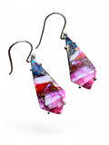 Kingman Pink Dahlia Turquoise Solid 925 Sterling Silver Earrings