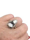 White Buffalo Solid 925 Sterling Silver Ring 8