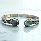 Abalone Solid 925 Sterling Silver Bangle Bracelet