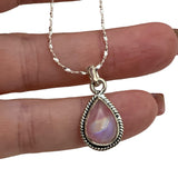 Pink Rainbow Moonstone Solid 925 Sterling Silver Necklace