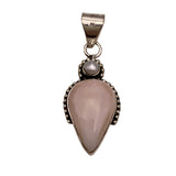 Pink Opal & Pearl Solid 925 Sterling Silver Pendant