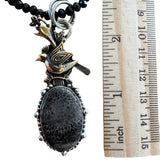 Stingray Coral & Onyx Solid 925 Sterling Silver Pendant Necklace