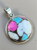 Kingman Cotton Candy Turquoise Solid 925 Sterling Silver Pendant