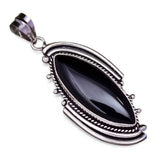Black Onyx Marquise Solid 925 Sterling Silver Pendant