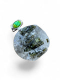 Green Tourmaline in Quartz & Green Turquoise Solid 925 Sterling Silver Pendant