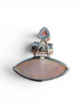Rainbow Moonstone & Blue Topaz Solid 925 Sterling Silver Pendant