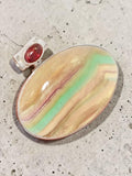 Fluorite & Garnet Solid 925 Sterling Silver Pendant