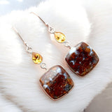 Cady Mountain Agate & Citrine Solid 925 Sterling Silver Earrings