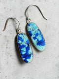 Blue Bird Azurite Solid 925 Sterling Silver Earrings