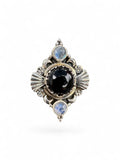 Black Onyx & Moonstone Solid 925 Sterling Silver Ring 6