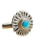 Kingman Turquoise Flower Solid 925 Sterling Silver Ring 9