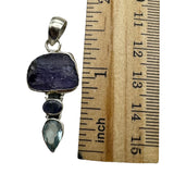 Tanzanite & Blue Topaz Solid 925 Sterling Silver Pendant