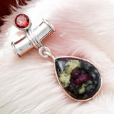 Eudialyte & Garnet Solid 925 Sterling Silver Pendant