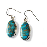 Kingman Blue Copper Turquoise Solid 925 Sterling Silver Earrings
